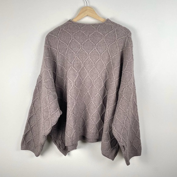 Old Navy Brown Cable Knit Diamond Stitch Chunky Sweater 4X Minimalist - Picture 3 of 6